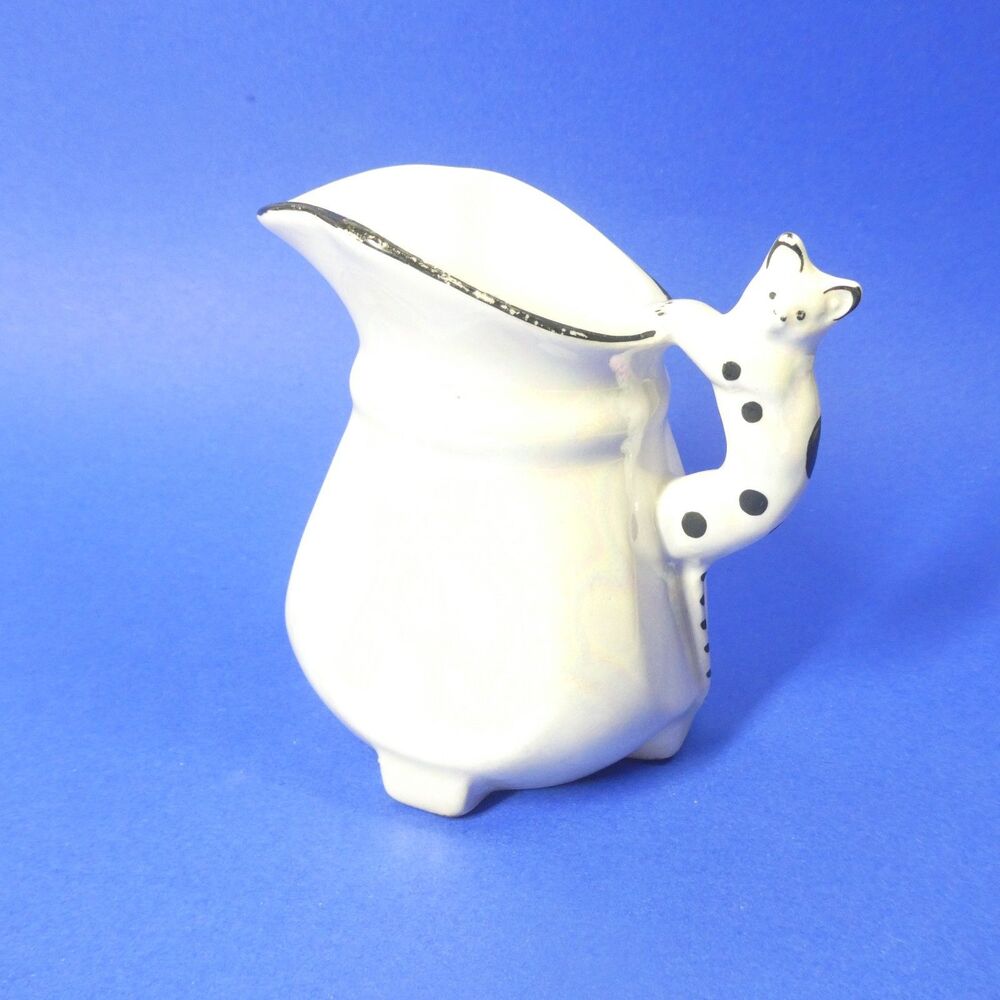 Cat Handle Creamer Vintage Cream Pitcher Porcelain Czechoslovakia